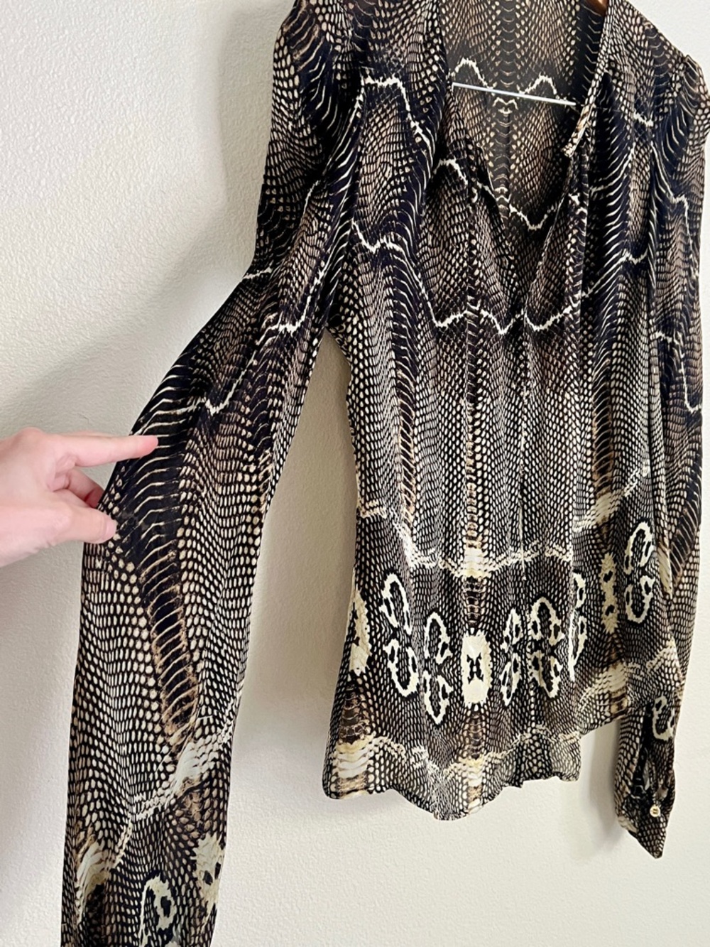 Vintage ROBERTO CAVALLI F/W 2005 Silk Python Snake Print Blouse + Pants SET - Picture 6 of 16